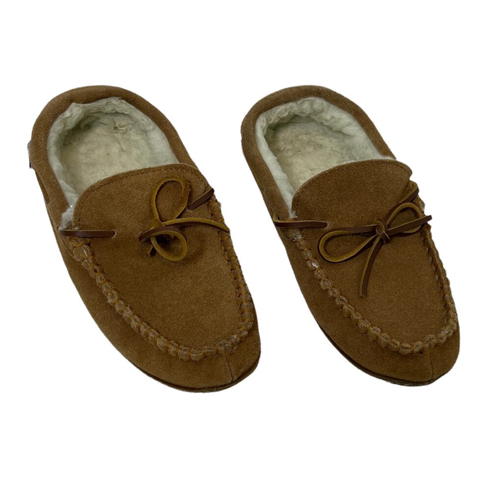 Vineyard Vines Boy's Slippers Moccasins Chestnut Lined‎ Suede Leather Slip-On 6M